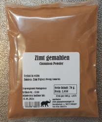 Zimt Ceylon gemahlen, 70g, Madagaskar